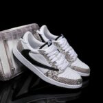 [Custom Natural-Colored Python Pattern] Air Jordan 1 Low - Top Skateboarding Shoes Unisex