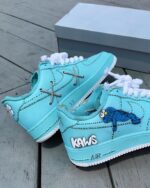 [Customized AF1×KAWS] Air Force 1 Graffiti Distressed Shoes Unisex Cyan/Red/Purple/Pink/Green - Image 5