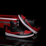 [Custom Black and Red - Backwards Swoosh Cowhide Leather] Air Jordan Low - Top Skateboarding Shoes Unisex - Image 2