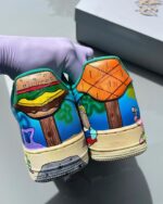 [Customized SpongeBob SquarePants/Bikini Bottom] Air Force 1 Shoes Unisex Blue/Hand-painted - Image 4