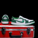 [Custom Green-White Snake Pattern - Cowhide Leather Openwork Style] Air Jordan Low - Top Skateboarding Shoes Unisex - Image 7