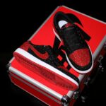 [Custom Black and Red Full Diamond] Air Jordan Low - Top Skateboarding Shoes Unisex - Image 4