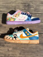 [Custom ONE PIECE Nami&Nico Robin] Dunk Skateboarding Shoes Men Spilt Color Orange/Purple - Image 3