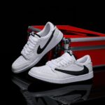 [Custom Black and White - Backwards Swoosh Python Pattern] Air Jordan Low - Top Skateboarding Shoes Unisex - Image 7