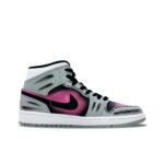 [Custom Shadow of the Night] Air Jordan 1 High Top Unisex Skateboarding Shoes Gray/Pink - Image 3