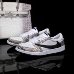 [Custom Natural-Colored Python Pattern] Air Jordan 1 Low - Top Skateboarding Shoes Unisex - Image 3