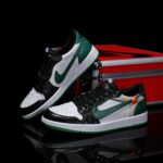 [Custom Green and White - Python Pattern] Air Jordan Low - Top Skateboarding Shoes Unisex - Image 2