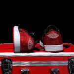 [Custom Black and Red Full Diamond] Air Jordan Low - Top Skateboarding Shoes Unisex - Image 5