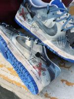 [Custom Doomsday Warning/Skull/Distressed Style] Dunk Low Skateboard Shoes Unisex Blue/Gray - Image 8