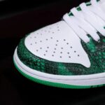 [Custom Green-White Snake Pattern - Cowhide Leather Openwork Style] Air Jordan Low - Top Skateboarding Shoes Unisex - Image 4