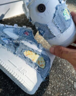 [Customized Denim Style x Hand-drawn - Deconstructed Denim ] Air Force 1 Low-top Unisex - Image 3