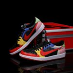 [Custom Rainbow Patchwork - Python Pattern] Air Jordan Low - Top Skateboarding Shoes Unisex - Image 2