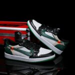 [Custom Green and White - Python Pattern] Air Jordan Low - Top Skateboarding Shoes Unisex - Image 6