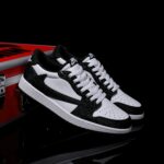 [Custom Black and White - Backwards Swoosh Cowhide Leather] Air Jordan Low - Top Skateboarding Shoes Unisex - Image 4