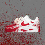 [Custom AF Chainsaw Horror]  Air Force 1 Skateboard Shoes Unisex Low-Top White/Red - Image 18