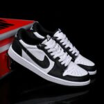 [Custom Black and White - Cowhide Leather Openwork Style] Air Jordan Low - Top Skateboarding Shoes Unisex - Image 3