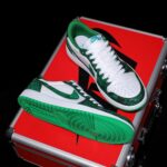 [Custom Green-White Snake Pattern - Cowhide Leather Openwork Style] Air Jordan Low - Top Skateboarding Shoes Unisex - Image 8