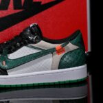 [Custom Green and White - Python Pattern] Air Jordan Low - Top Skateboarding Shoes Unisex - Image 8