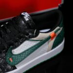 [Custom Green and White - Python Pattern] Air Jordan Low - Top Skateboarding Shoes Unisex - Image 9