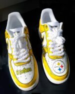 [Customized Football Season Limited Hand-drawn Edition - Steelers 1s ] Air Force 1 Low-top Shoes Unisex Yellow - Image 4