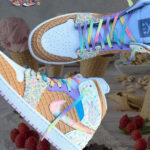 [Custom Rainbow Ice Cream] Air Jordan 1 High Top Unisex Skateboarding Shoes