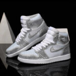 [Custom Silver- Full Diamond] Air Jordan High - Top Skateboarding Shoes Unisex - Image 2
