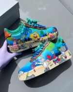 [Customized SpongeBob SquarePants/Bikini Bottom] Air Force 1 Shoes Unisex Blue/Hand-painted - Image 2