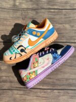 [Custom ONE PIECE Nami&Nico Robin] Dunk Skateboarding Shoes Men Spilt Color Orange/Purple - Image 4