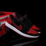 [Custom Black and Red Full Diamond] Air Jordan Low - Top Skateboarding Shoes Unisex - Image 3