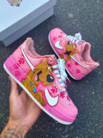 [Customized Scooby Snacks on Feet] Air Force 1 Low-top Shoes Hand-drawn Unisex Pink - Image 4