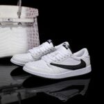 [Custom Black and White - Backwards Swoosh Python Pattern] Air Jordan Low - Top Skateboarding Shoes Unisex - Image 2