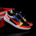 [Custom Rainbow Patchwork - Python Pattern] Air Jordan Low - Top Skateboarding Shoes Unisex - Image 3