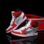 [Custom Red and White - Full Diamond] Air Jordan High - Top Skateboarding Shoes Unisex - Image 2