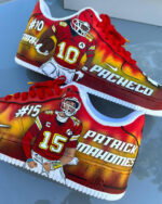 [Customized Tie-Dye Kansas City Chiefs, Hand painted] Air Force 1 Low-top Shoes Unisex Red - Image 2