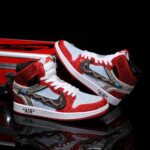 [Custom Red and White - Full Diamond] Air Jordan High - Top Skateboarding Shoes Unisex - Image 3