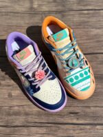 [Custom ONE PIECE Nami&Nico Robin] Dunk Skateboarding Shoes Men Spilt Color Orange/Purple - Image 5
