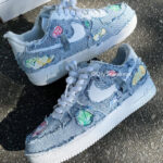 [Customized Denim Style x Hand-drawn - Deconstructed Denim ] Air Force 1 Low-top Unisex