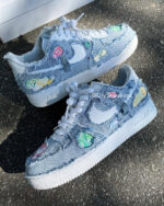 [Customized Denim Style x Hand-drawn - Deconstructed Denim ] Air Force 1 Low-top Unisex