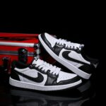 [Custom Black and White - Cowhide Leather Openwork Style] Air Jordan Low - Top Skateboarding Shoes Unisex - Image 2