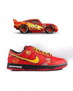 [Custom McQueen Dunks] Dunk Skateboarding Shoes Unisex Red - Image 2