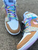 [Custom Rainbow Ice Cream] Air Jordan 1 High Top Unisex Skateboarding Shoes - Image 3
