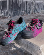 [Custom YON]  Air Force 1 Skateboard Shoes Unisex Low-Top Black/Pink Blue - Image 5