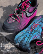[Custom YON]  Air Force 1 Skateboard Shoes Unisex Low-Top Black/Pink Blue - Image 7
