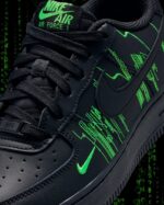 【Custom “The Matrix” Black And Green】Air Force 1 Skateboarding Shoes Unisex - Image 4