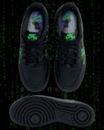 【Custom “The Matrix” Black And Green】Air Force 1 Skateboarding Shoes Unisex - Image 2