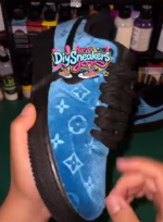 [Custom Sparkling Blue Velvet] Air Force 1 Skateboarding Shoes Unisex - Image 2