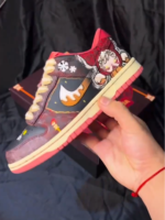[Customized Baking Best Wishes] Air Force 1 Shoes Unisex Red/Brown - Image 3