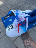 [Customized BLUE OFF WHITE] Air Force 1 Shoes Unisex Blue/White - Image 2