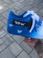 [Customized BLUE OFF WHITE] Air Force 1 Shoes Unisex Blue/White - Image 5