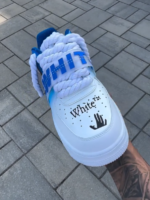 [Customized BLUE OFF WHITE] Air Force 1 Shoes Unisex Blue/White - Image 6